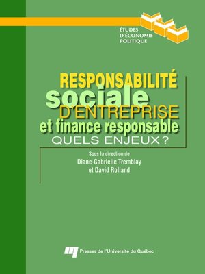 cover image of Responsabilité sociale d'entreprise et finance responsable